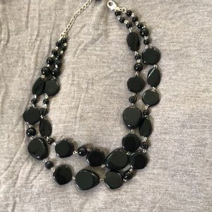 Talbots double strand black stone necklace